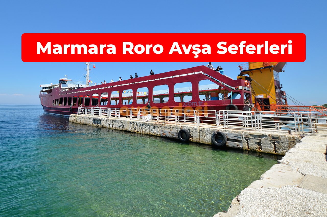 avşa adası iskelesindeki marmara roro gemisi